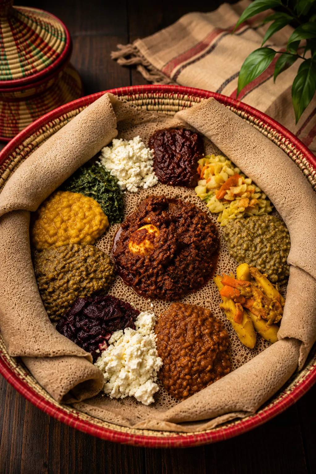 Ethiopian and Eritrean stews served with injera at Baro in Winnipeg, MB