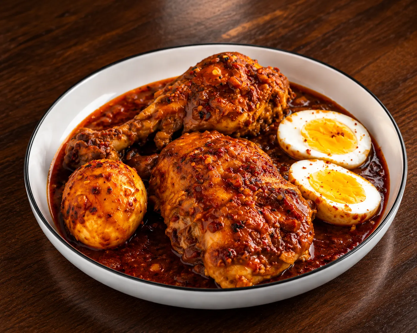 Doro wat chicken stew with berbere and boiled egg at Baro Ethiopian-Eritrean Cuisine in Winnipeg, MB