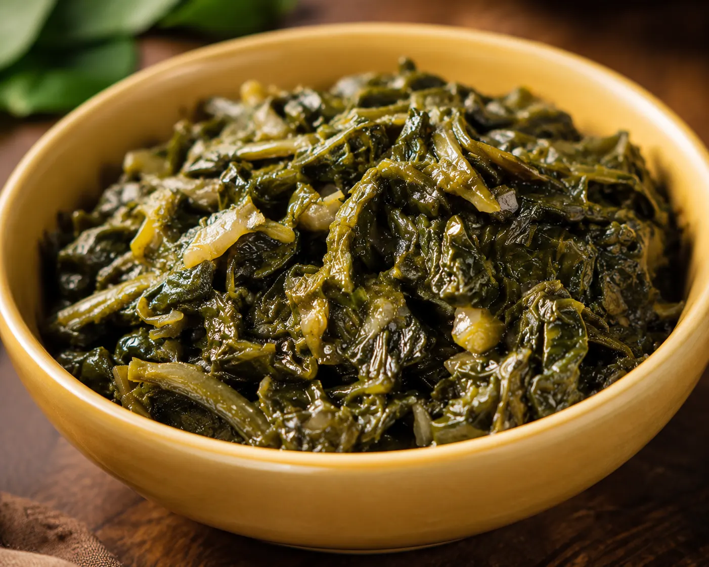 Gomen be sega, collard greens with tender beef with Ethiopian stews to share at Baro in Winnipeg, MB